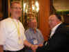 First-timers Steve Noonkesser and Kenneth Newkirk are greeted by Ron Crislip