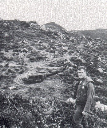 Landing zone on a peninsular east of Qui Nhon.  There were no level spots for a landing pad or for tent sites. The highest points were reserved for the radio antennas.